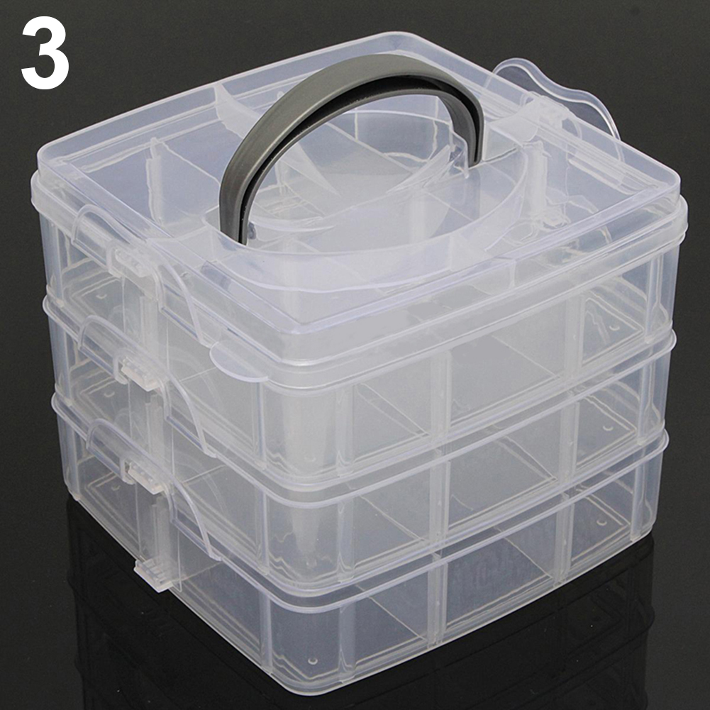 Cooll 3 Layers 18 Compartments Clear Storage Box Container Jewelry Bead Organizer Case, White